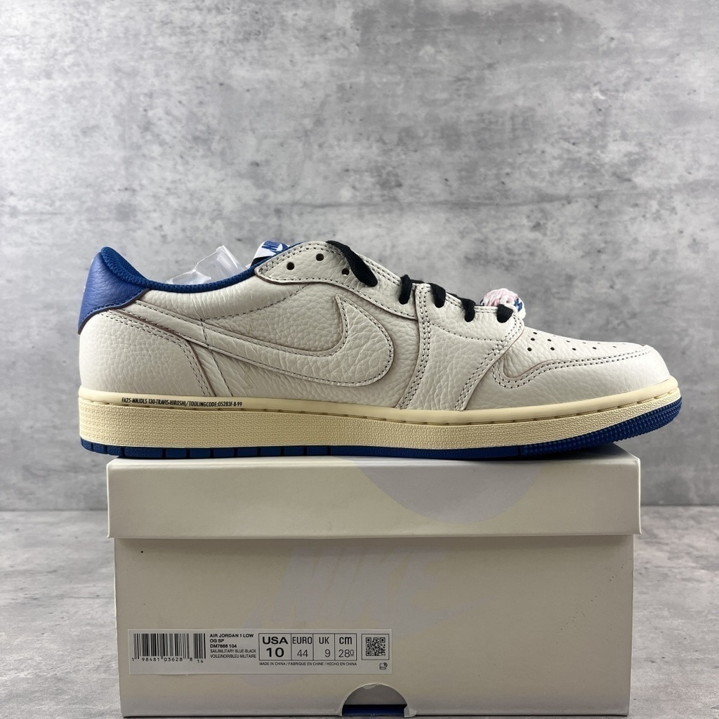 Air jordan 1 low fragment x travis scott sail military blue