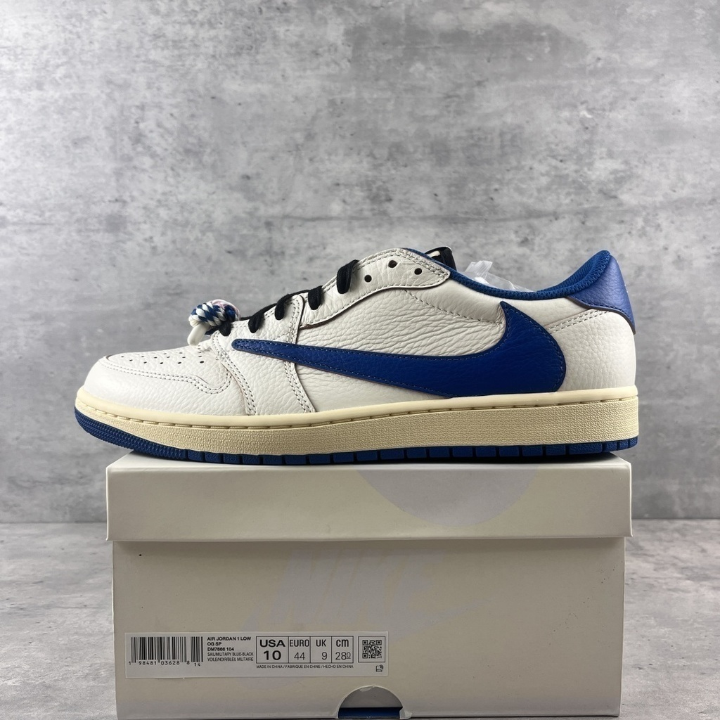 Air jordan 1 low fragment x travis scott sail military blue
