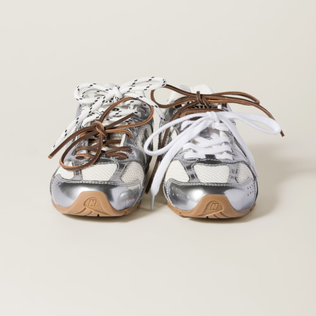 New balance 530 x miumiu metalic silver mesh