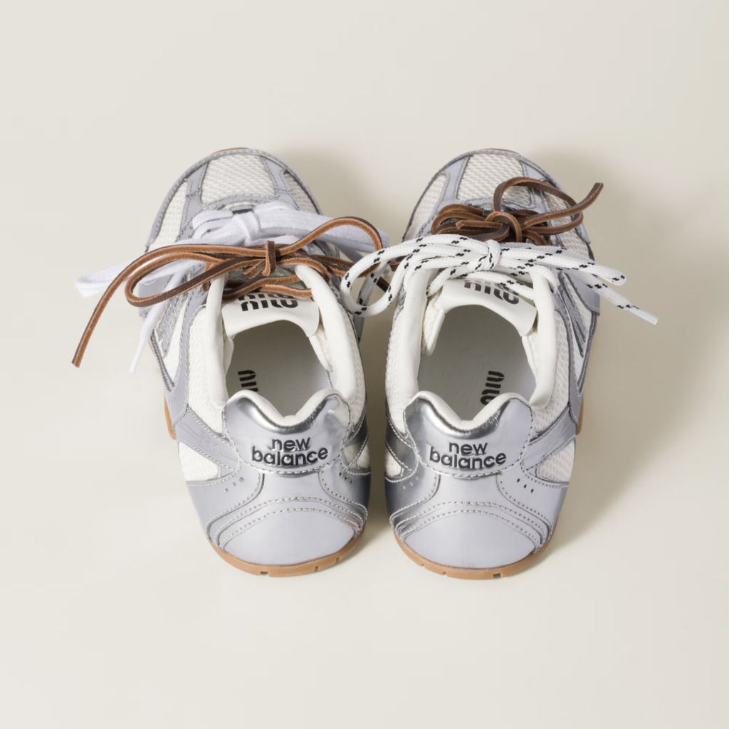 New balance 530 x miumiu metalic silver mesh