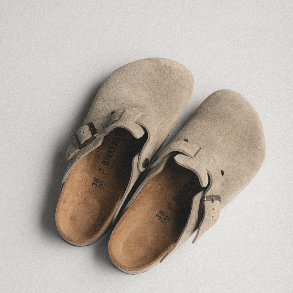 Birkenstock boston suede leather narrow fit 'taupe' 0060461 - khaki