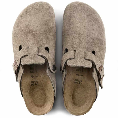 Birkenstock boston suede leather narrow fit 'taupe' 0060461 - khaki