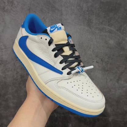 Air jordan 1 low fragment x travis scott sail military blue